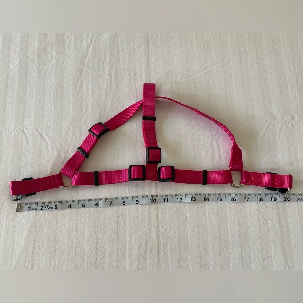 L.L.Bean Fuchsia Pink Adjustable Dog Harness I Am Friendly Ask to Pet Me